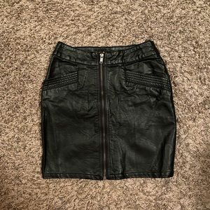 Black leather mini skirt